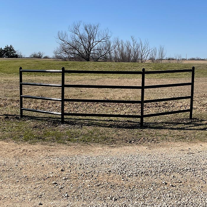 black pipe fence installed at ranch exteriors calera ok