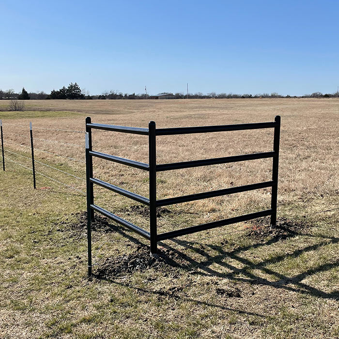 black pipes fence installed at ranch property exteriors calera ok